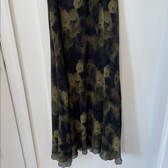 Ganni Pleated Georgette Strap Dress In Olive Drab Size 36 - Picture 7 of 9